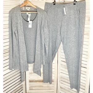 Neiman Marcus 3 Piece Heather Gray 100% Cashmere Lounge Set 1x NWT